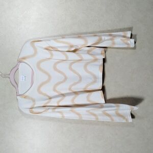 2/$10 04192 Le Lis cream & tan wavy print wide sleeve sweater L